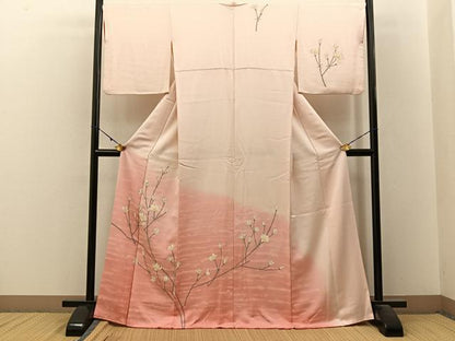 平和屋着物■訪問着　手描き　草花文　暈し染め　正絹　逸品　BAAW9685hj
