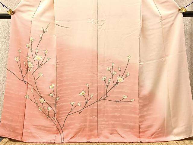 平和屋着物■訪問着　手描き　草花文　暈し染め　正絹　逸品　BAAW9685hj