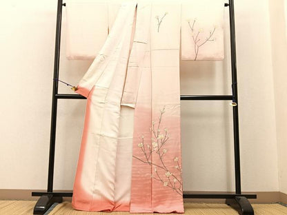 平和屋着物■訪問着　手描き　草花文　暈し染め　正絹　逸品　BAAW9685hj