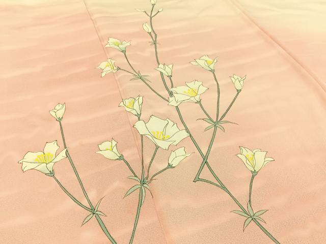平和屋着物■訪問着　手描き　草花文　暈し染め　正絹　逸品　BAAW9685hj