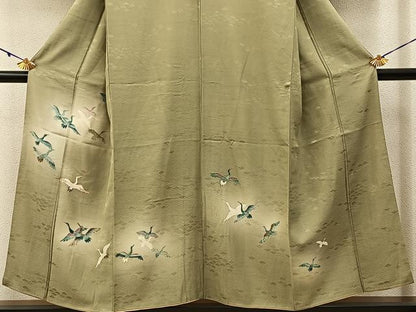 平和屋着物■訪問着 駒刺繍 飛鶴文 暈し染め 正絹 逸品 BAAW9688hj
