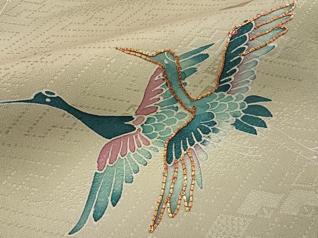 平和屋着物■訪問着 駒刺繍 飛鶴文 暈し染め 正絹 逸品 BAAW9688hj