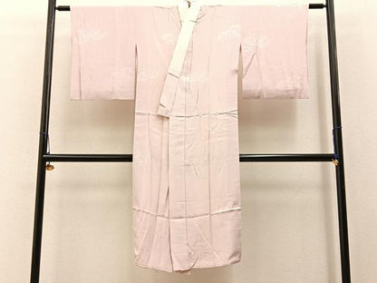 平和屋着物■長襦袢　袷　片輪車地紋　灰桜色　正絹　逸品　BAAW9690hj