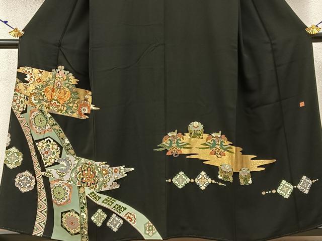 平和屋着物■豪華黒留袖　作家物　駒刺繍　向かい鳳凰正倉院花文　金彩　正絹　逸品　BAAW9692hj