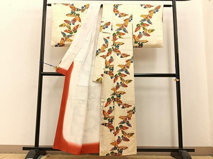 平和屋着物■上質な小紋　舞蝶文　正絹　逸品　BAAW9693hj