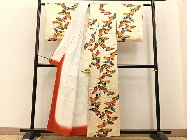 平和屋着物■上質な小紋　舞蝶文　正絹　逸品　BAAW9693hj