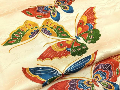 平和屋着物■上質な小紋　舞蝶文　正絹　逸品　BAAW9693hj