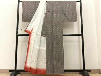 平和屋着物■上質な小紋　青海波文様　黒地　正絹　逸品　未使用　BAAW9694hj