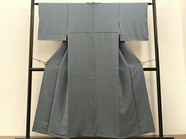 平和屋着物●上質な色無地　湊鼠色　正絹　逸品　AABG4318fy 平和屋着物□上質な色無地 湊鼠色 正絹 逸品 BAAW9696hj