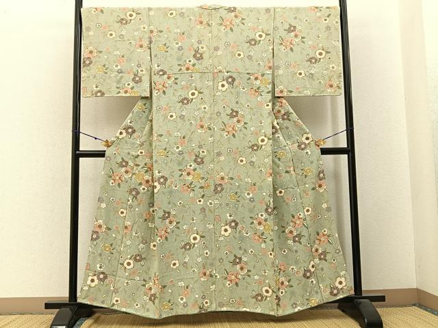 平和屋着物●上質な小紋　霞枝垂れ桜　金彩　正絹　逸品　CABD8345vp 平和屋着物□上質な小紋 枝垂れ桜文 金彩 正絹 逸品 BAAW9697hj