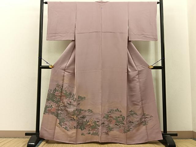 平和屋着物■豪華色留袖　寿光織　伊勢物語　金糸　正絹　逸品　BAAW9701hj