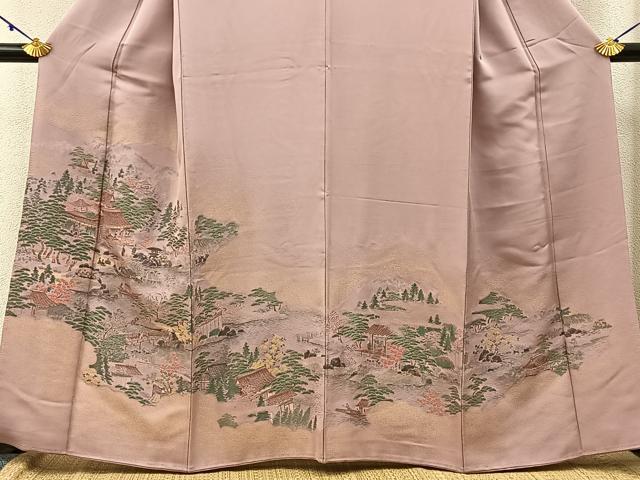 平和屋着物■豪華色留袖　寿光織　伊勢物語　金糸　正絹　逸品　BAAW9701hj