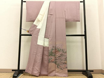 平和屋着物■豪華色留袖　寿光織　伊勢物語　金糸　正絹　逸品　BAAW9701hj