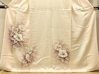 平和屋着物■訪問着 手描き 白椿 暈し染め 正絹 逸品 BAAW9703hj
