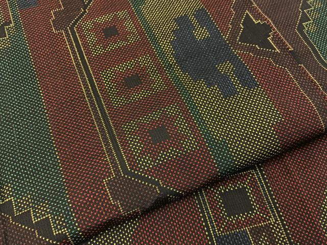 平和屋着物■本場大島紬　7マルキ　幾何学文様　正絹　逸品　BAAW9706hj