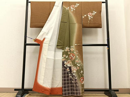 平和屋着物■訪問着 雪輪花鳥文 暈し染め 金銀彩 正絹 逸品 BAAW9707hj