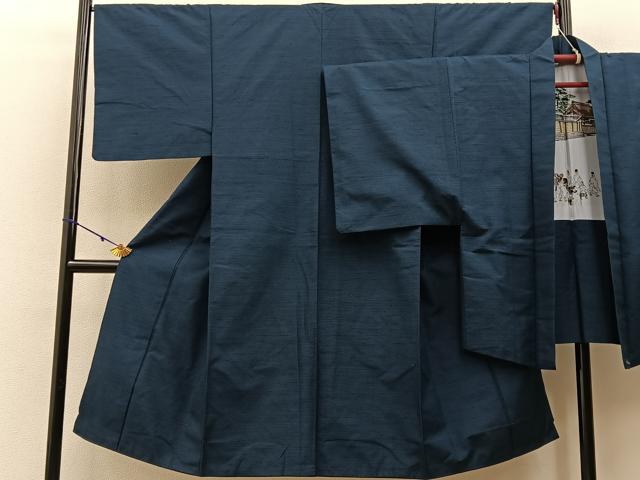 平和屋着物■男性　紬　アンサンブル　網代織　正絹　逸品　BAAW9712hj