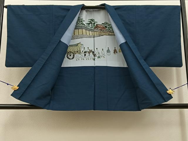 平和屋着物■男性　紬　アンサンブル　網代織　正絹　逸品　BAAW9712hj