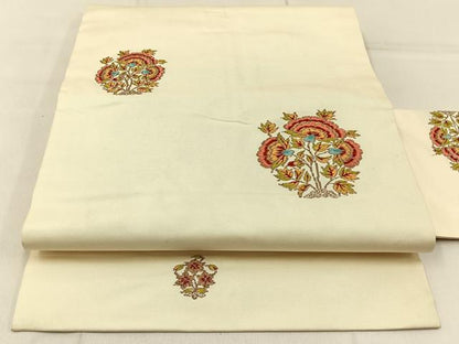 平和屋着物◎九寸名古屋帯 更紗花文 金糸 正絹 逸品 BAAW9722hj