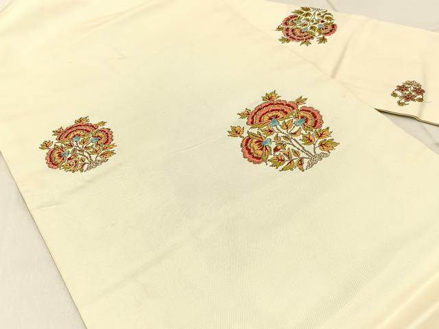平和屋着物◎九寸名古屋帯 更紗花文 金糸 正絹 逸品 BAAW9722hj