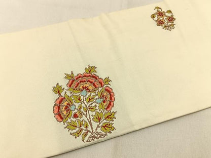 平和屋着物◎九寸名古屋帯 更紗花文 金糸 正絹 逸品 BAAW9722hj