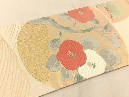 平和屋着物◎九寸名古屋帯 立波花丸文 金銀糸 正絹 逸品 BAAW9730hj