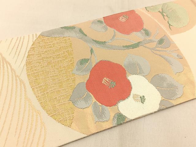 平和屋着物◎九寸名古屋帯 立波花丸文 金銀糸 正絹 逸品 BAAW9730hj