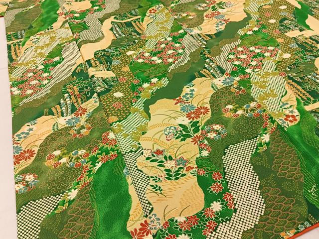 平和屋着物■上質な小紋 道長草花文 金彩 鬼しぼ縮緬 正絹 逸品 BAAW9733hj