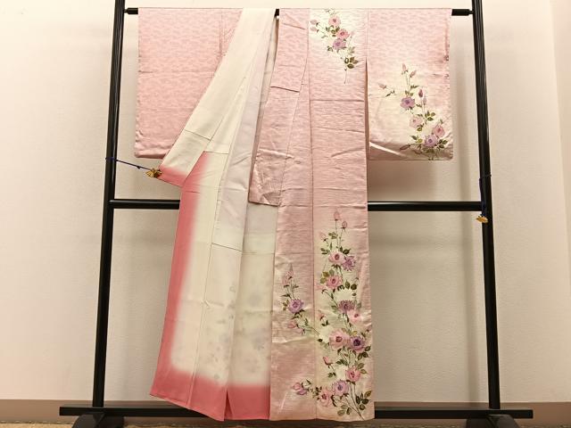 平和屋着物■訪問着 手描き 草花文 暈し染め 金銀彩 正絹 逸品 BAAW9735hj