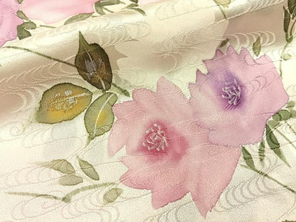 平和屋着物■訪問着 手描き 草花文 暈し染め 金銀彩 正絹 逸品 BAAW9735hj