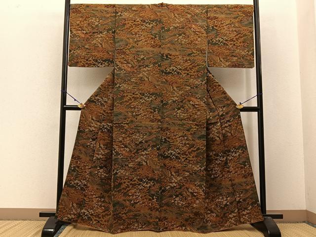 平和屋着物■上質な小紋 松竹梅 風景文 正絹 逸品 BAAW9736hj