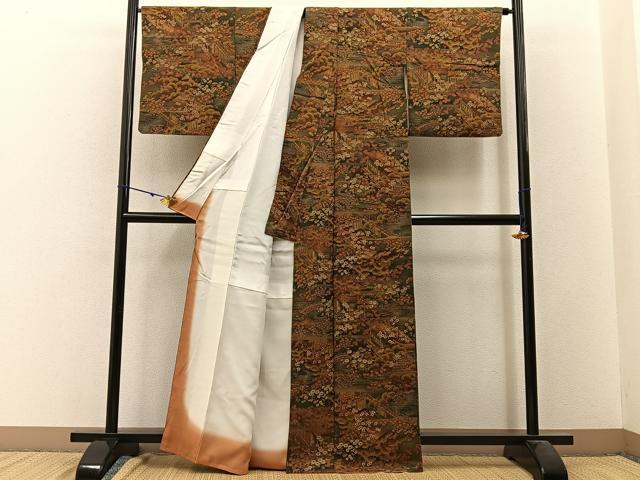 平和屋着物■上質な小紋 松竹梅 風景文 正絹 逸品 BAAW9736hj