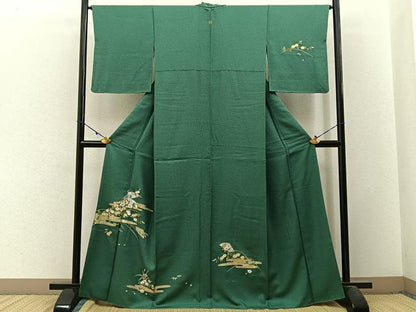 平和屋着物■訪問着 刺繍 エ霞扇面花文 たたき染め 金銀彩 正絹 逸品 BAAW9739hj