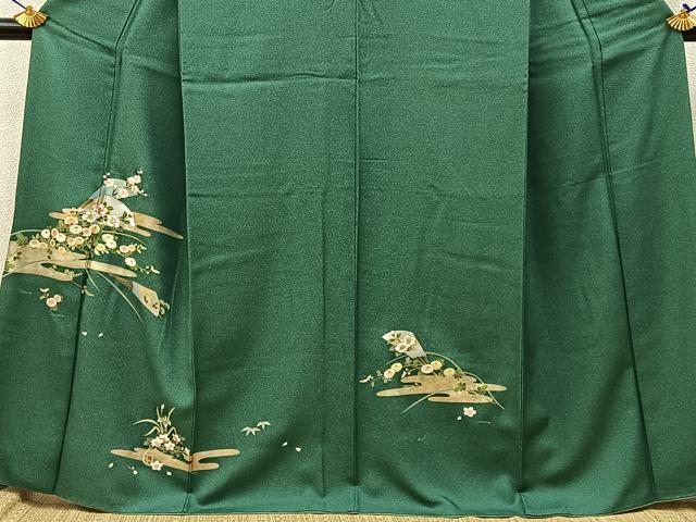 平和屋着物■訪問着 刺繍 エ霞扇面花文 たたき染め 金銀彩 正絹 逸品 BAAW9739hj