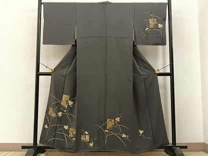 平和屋着物■訪問着 刺繍 鶴 松竹梅 蔦の葉文 金彩 正絹 逸品 BAAW9740hj