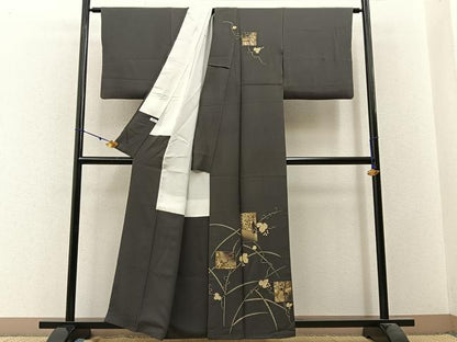 平和屋着物■訪問着 刺繍 鶴 松竹梅 蔦の葉文 金彩 正絹 逸品 BAAW9740hj
