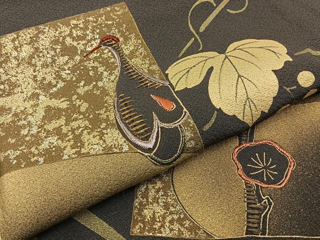 平和屋着物■訪問着 刺繍 鶴 松竹梅 蔦の葉文 金彩 正絹 逸品 BAAW9740hj