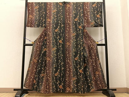 平和屋着物■上質な小紋 花蝶文 暈し染め 金彩 正絹 逸品 BAAW9744hj