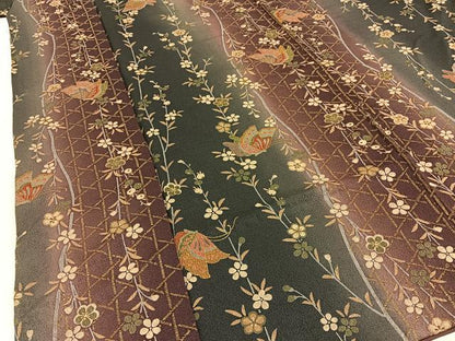 平和屋着物■上質な小紋 花蝶文 暈し染め 金彩 正絹 逸品 BAAW9744hj