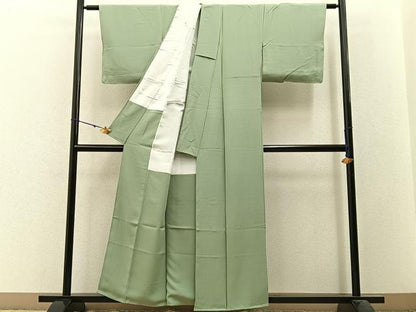 平和屋着物■上質な色無地 若葉色 正絹 逸品 未使用 BAAW9745hj