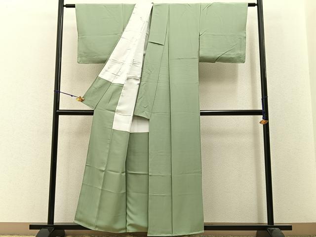 平和屋着物■上質な色無地 若葉色 正絹 逸品 未使用 BAAW9745hj