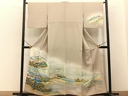 平和屋着物■訪問着 渡橋風景文 暈し染め 正絹 逸品 BAAW9748hj