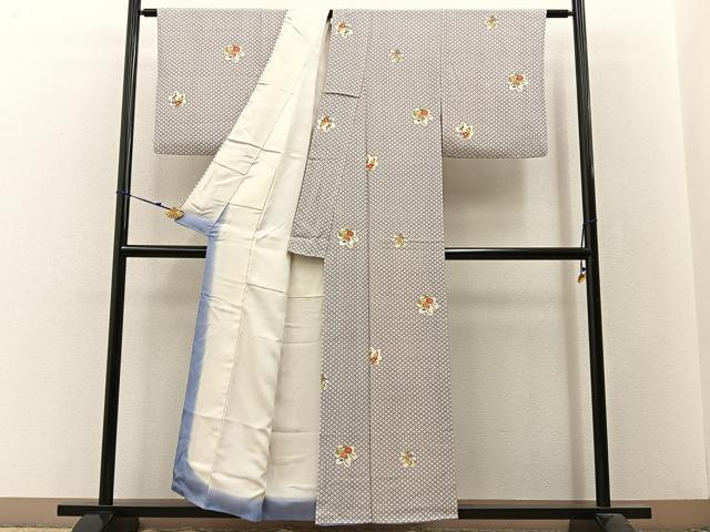 平和屋着物■上質な小紋 草花文 正絹 逸品 BAAW9749hj