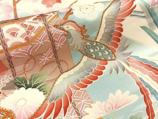 平和屋着物■豪華振袖 駒刺繍 鳳凰貝桶花文 暈し染め 金彩 正絹 逸品 BAAW9755hj