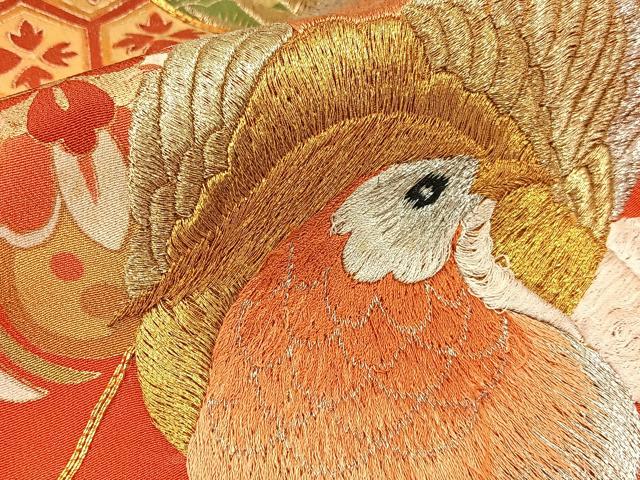 平和屋着物■豪華黒留袖　駒刺繍　冊子花鳥文　金彩　正絹　逸品　BAAW9756hj