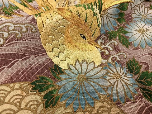 平和屋着物■黒留袖 刺繍 尾長鶏花文 金彩 洗える着物 BAAW9758hj