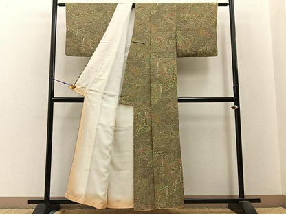 平和屋着物■上質な小紋 御所車花文 鮫小紋柄 正絹 逸品 BAAW9759hj
