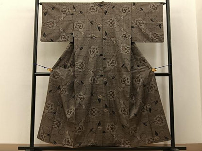 平和屋着物■本場大島紬 7マルキ 草花文 正絹 逸品 BAAW9762hj