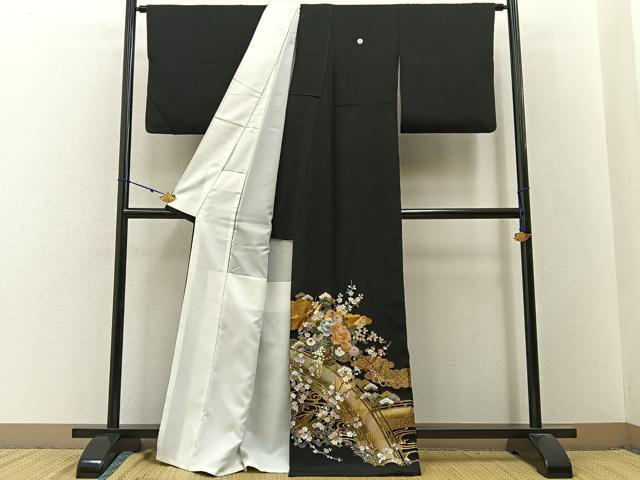 平和屋着物■豪華黒留袖 渡橋花車文 金彩 正絹 逸品 BAAW9764hj
