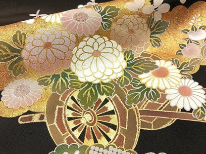 平和屋着物■豪華黒留袖 渡橋花車文 金彩 正絹 逸品 BAAW9764hj